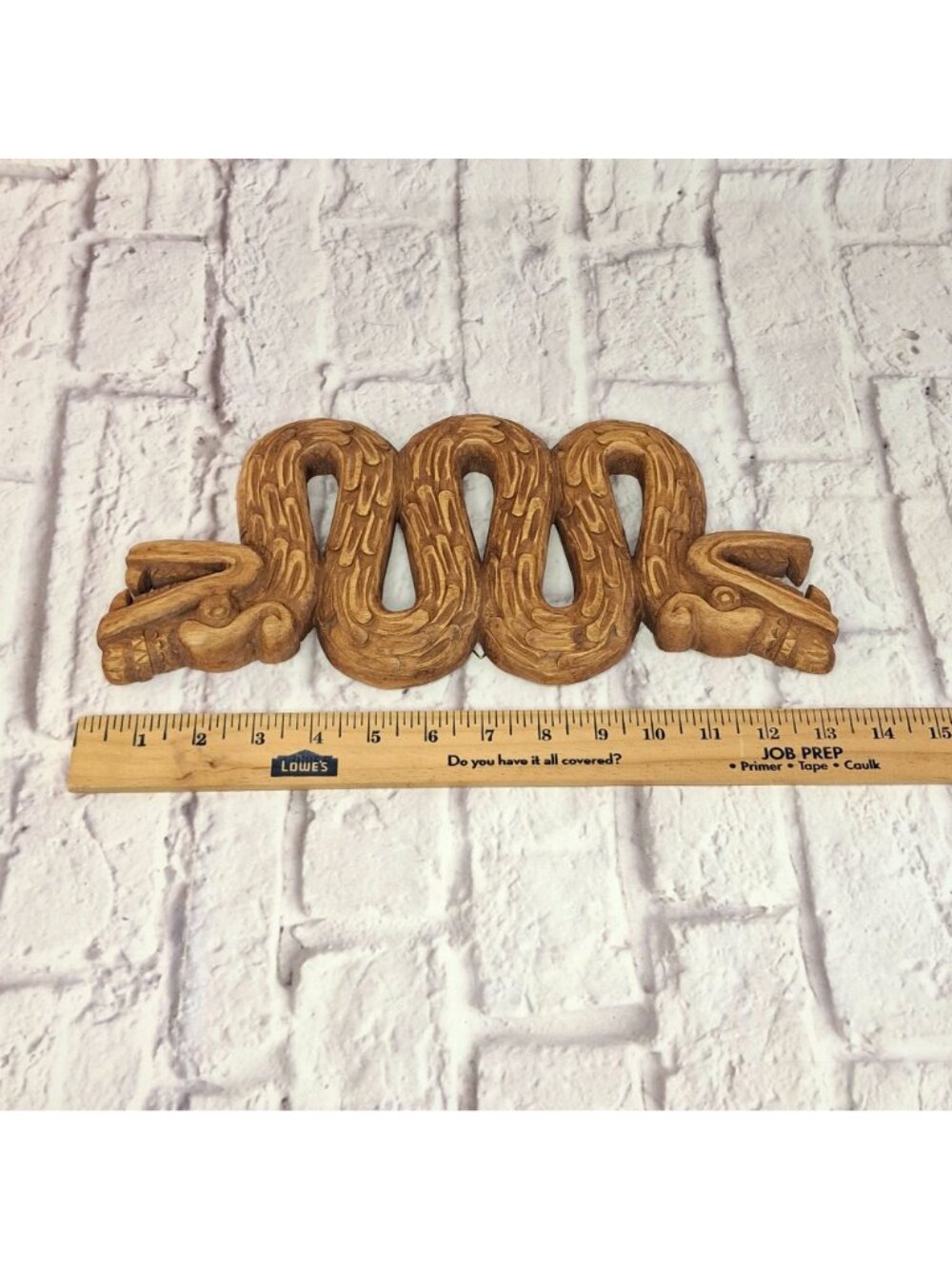 Vintage Hand Carved Wood Wall Art Double-Headed Kukulkan Rustic Mayan Decorative - Picture 6 of 8